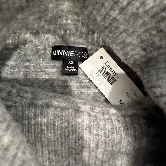 MINNIE ROSE NWT heathered grey wool blend turtleneck wide sleeve sweater size XS - Picture 7 of 10